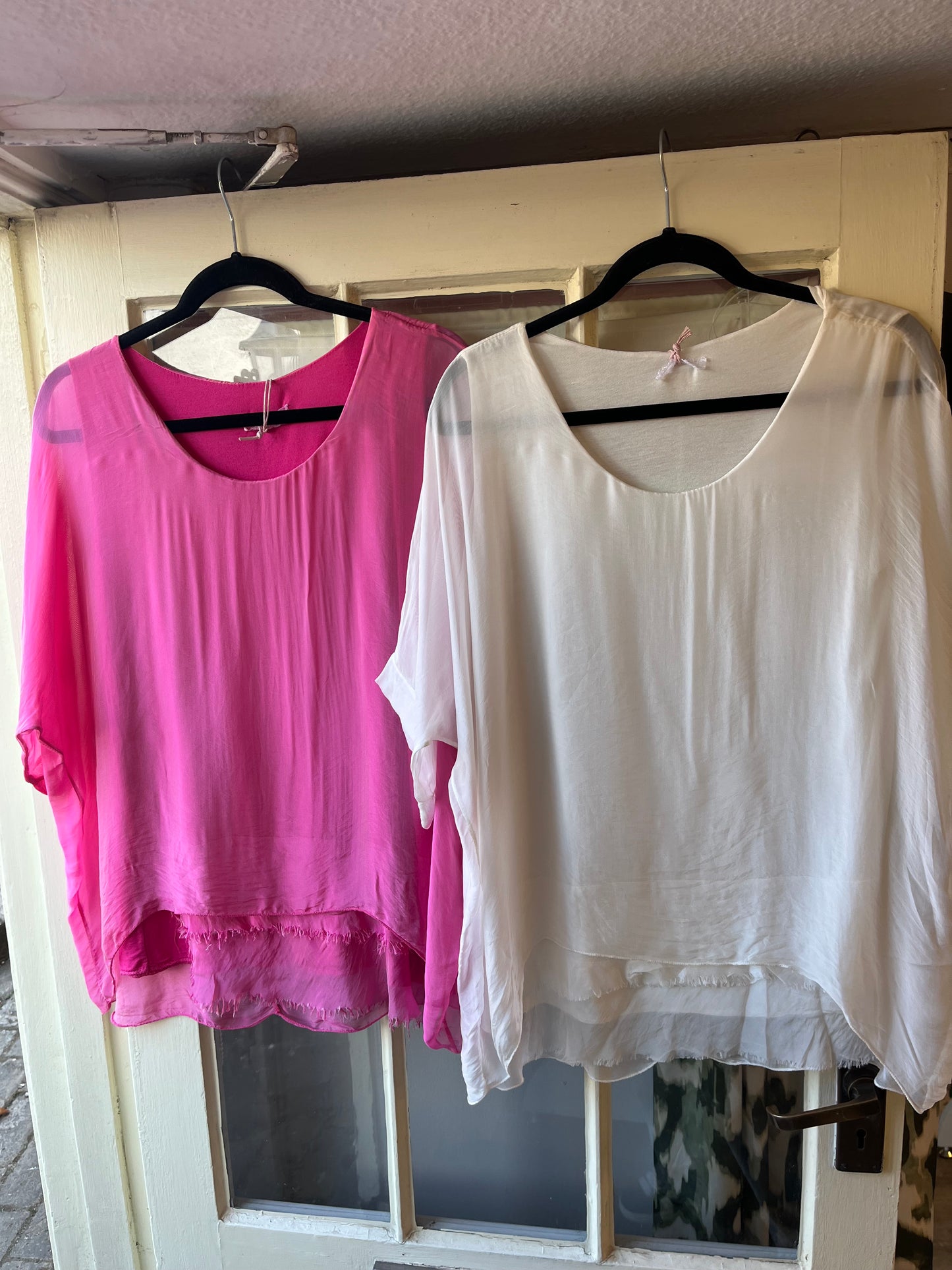 Frayed Silk Top
