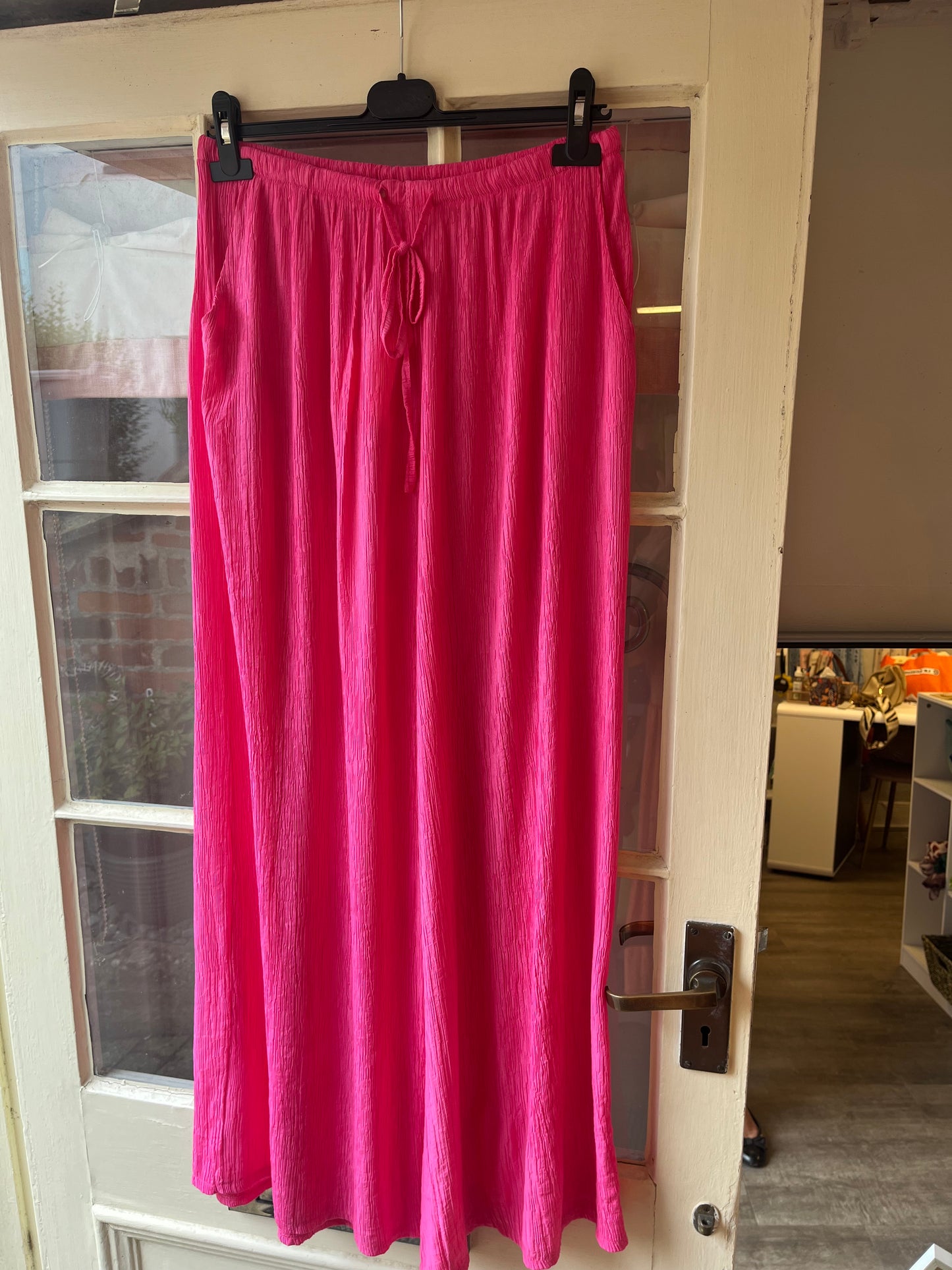 Crinkle Wide Leg Trousers