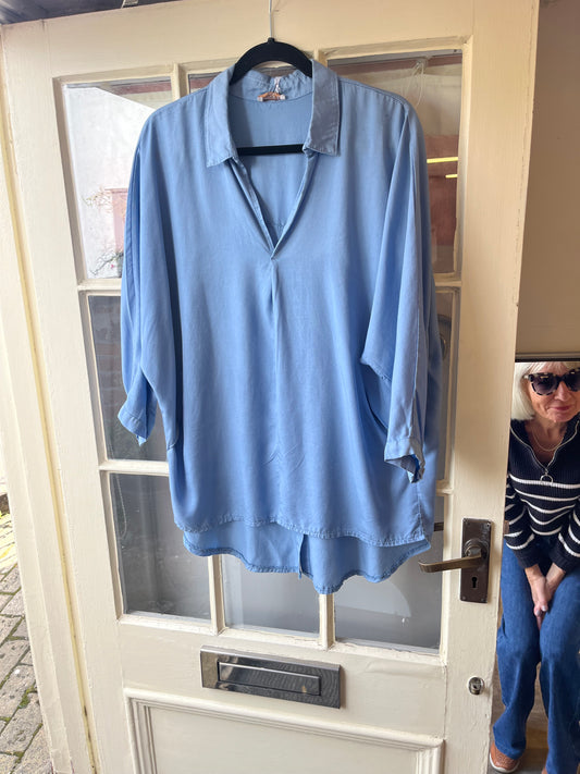 Tencel Button Back Shirt