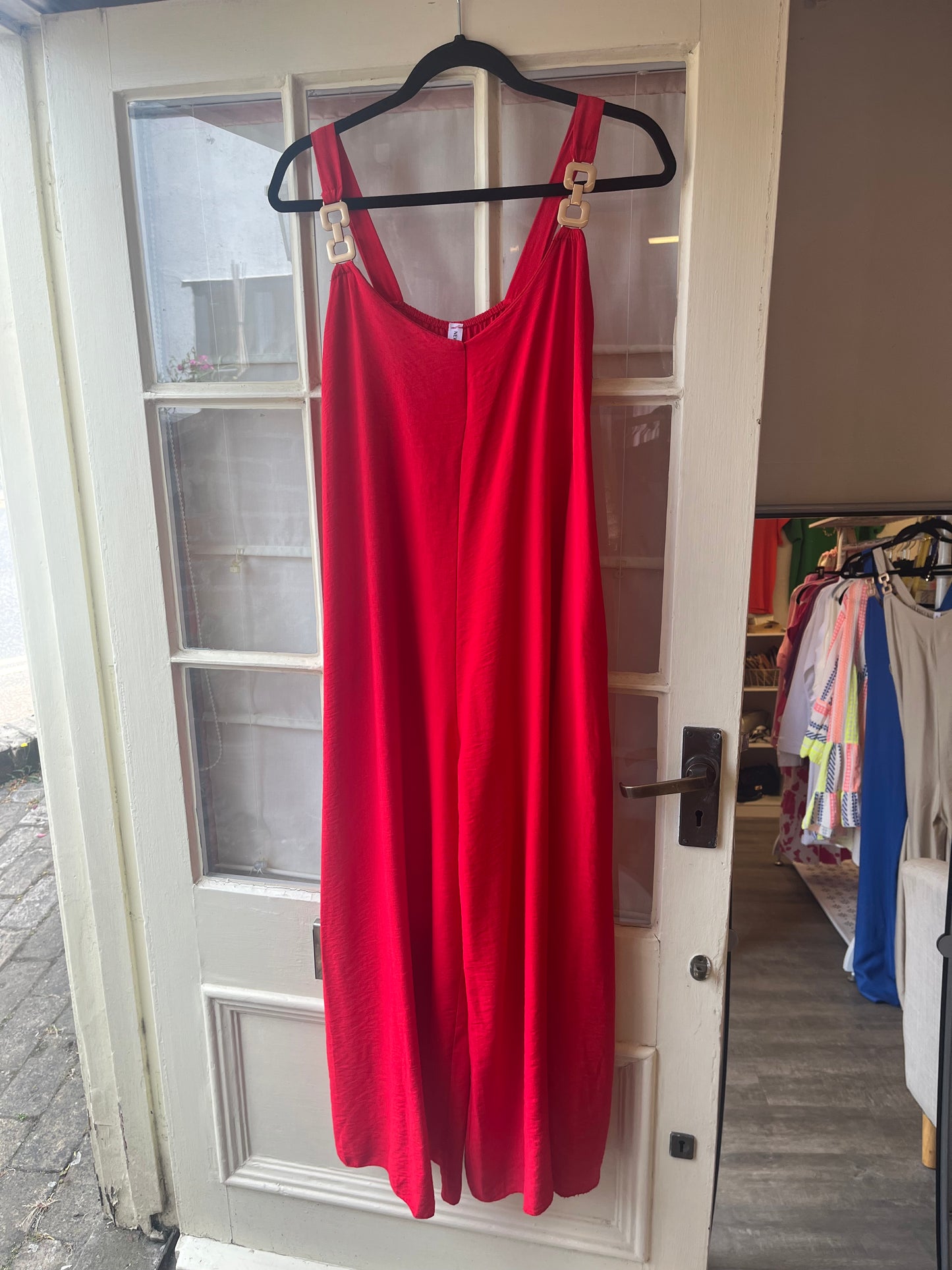 Wide Leg Jumpsuit with gold straps