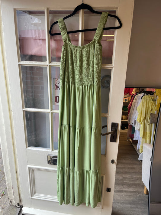Strap Shirred Tiered Dress
