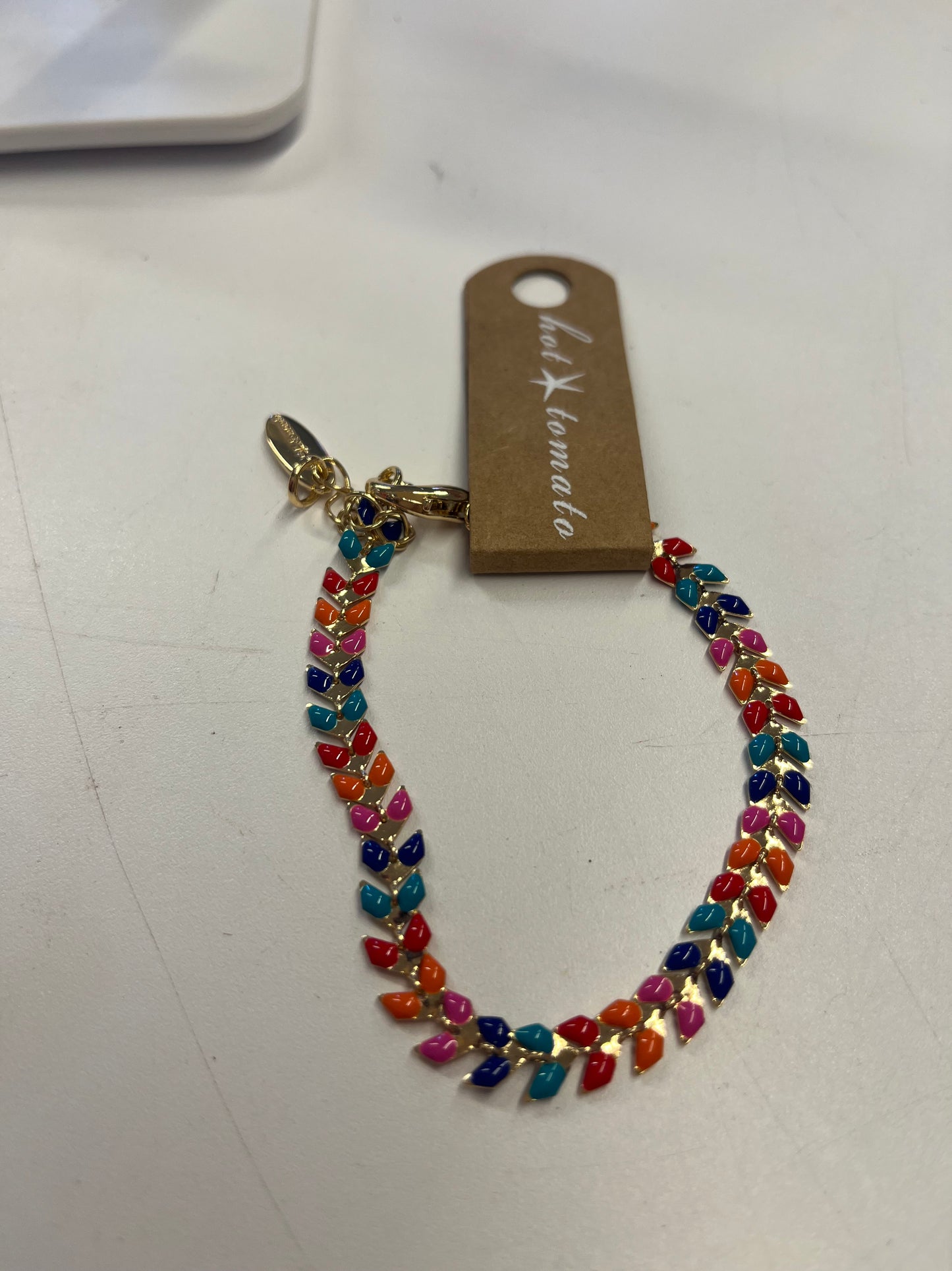Twin Leaf Enamel Chain Bracelet