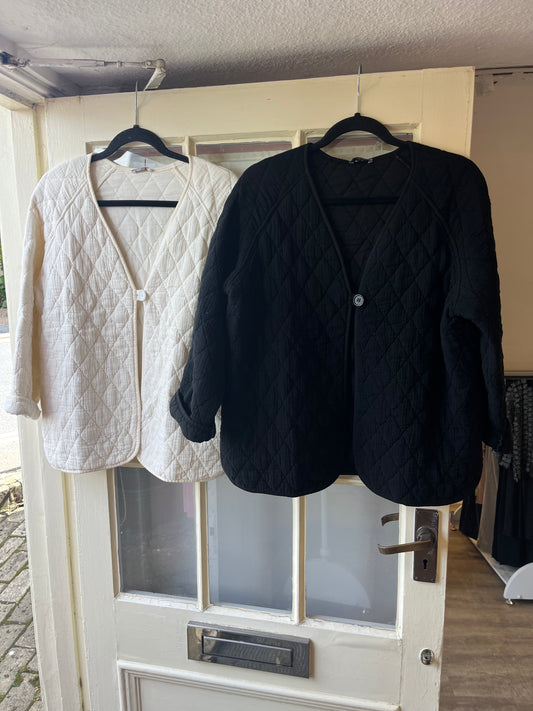 Quilted One Button Jacket