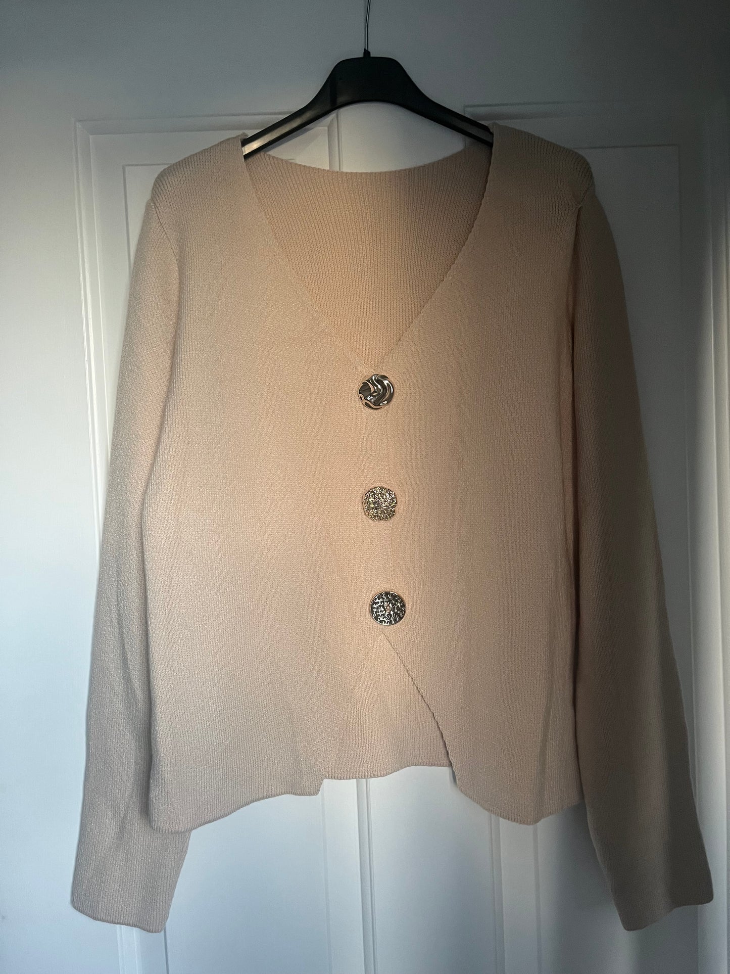 Gold Button V Neck Cardigan