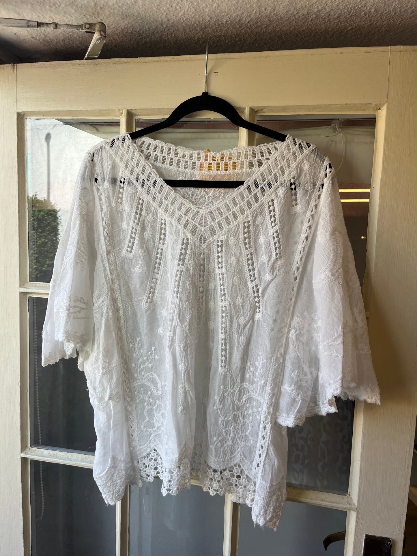 Cotton V-Neck Embroidered Shirt