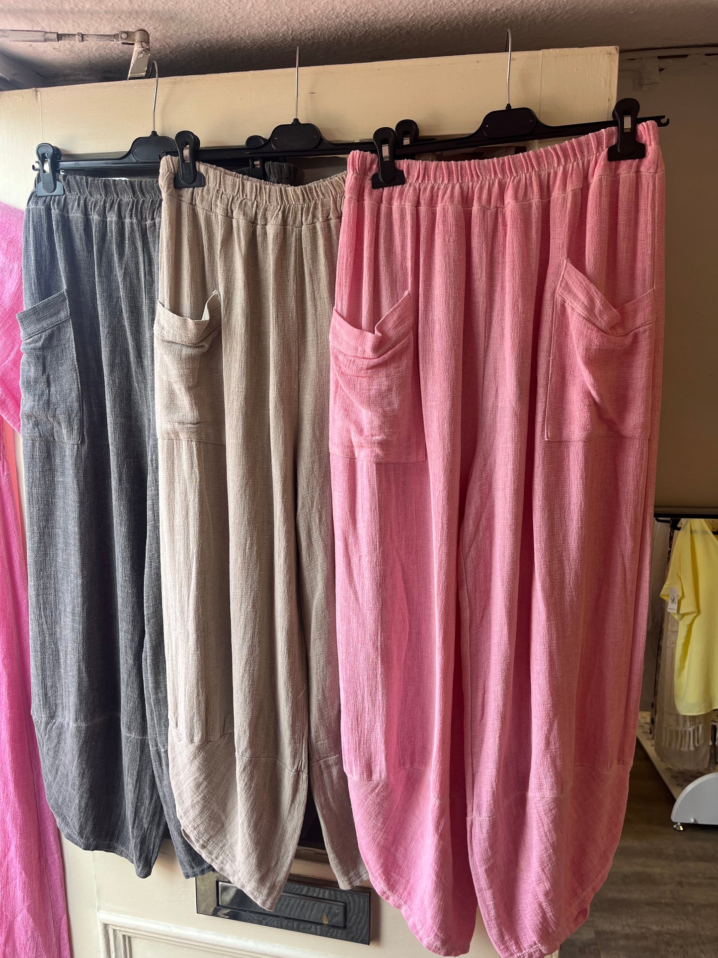 Barrel Leg Linen Trousers
