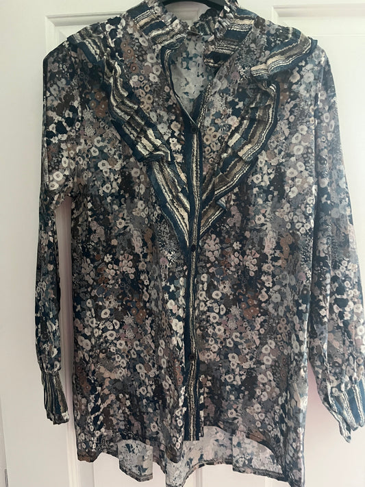 Print Frill Detail Shirt