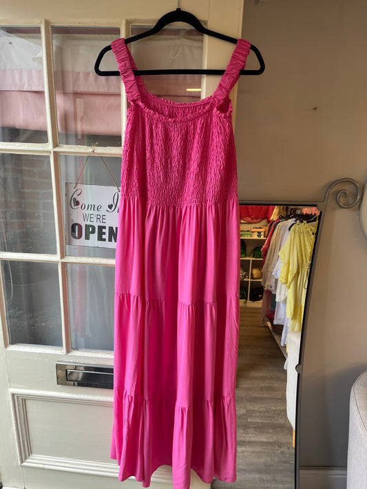 Strap Shirred Tiered Dress