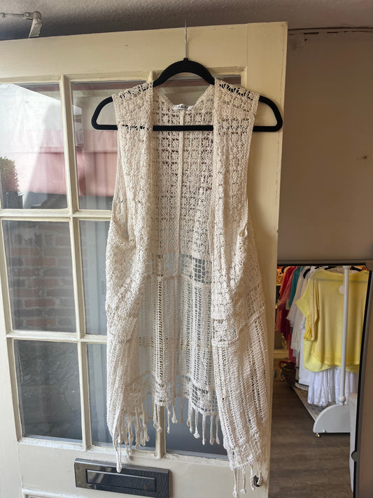 Cream Crochet Cardigan