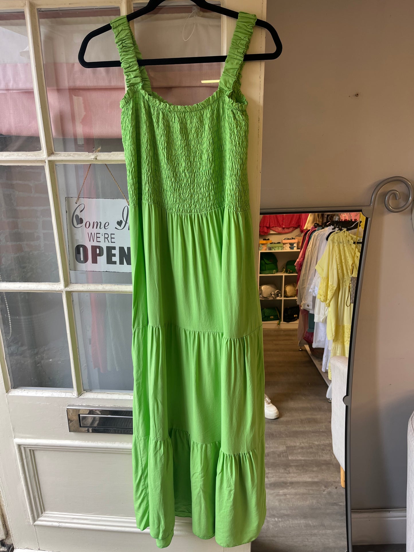 Strap Shirred Tiered Dress