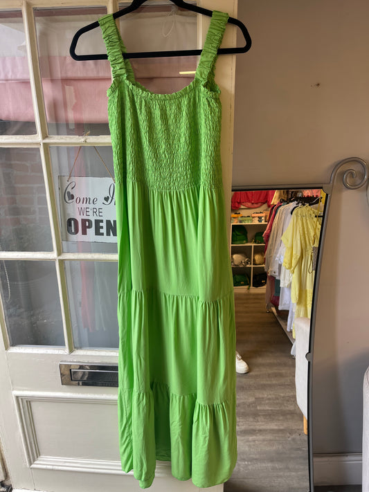Strap Shirred Tiered Dress