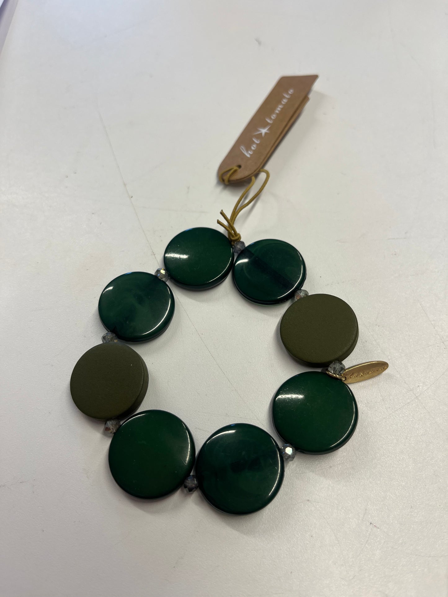 Emerald/ Khaki Elasticated Bracelet