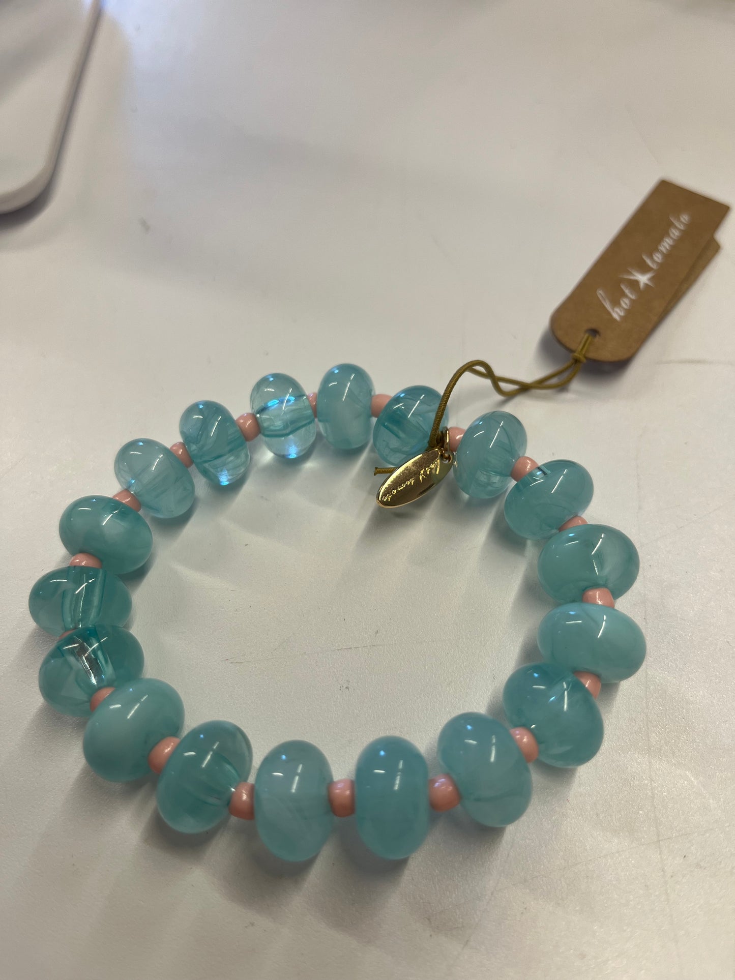 Turquoise/ Rose Bead Bracelet