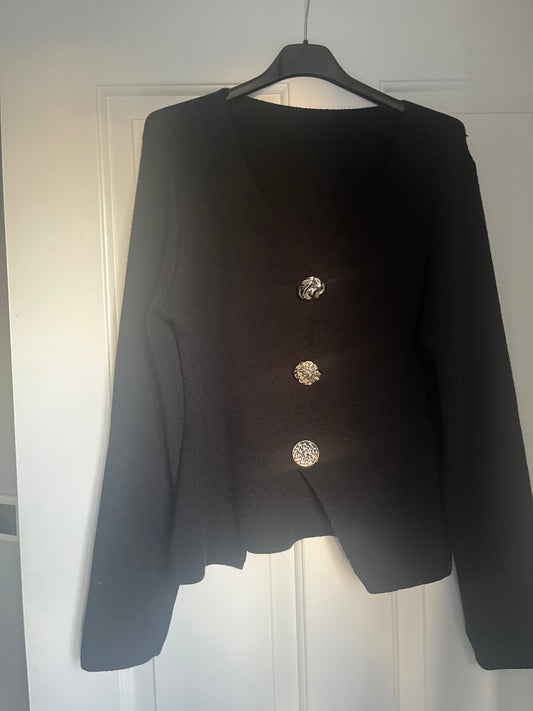 Gold Button v neck cardigan