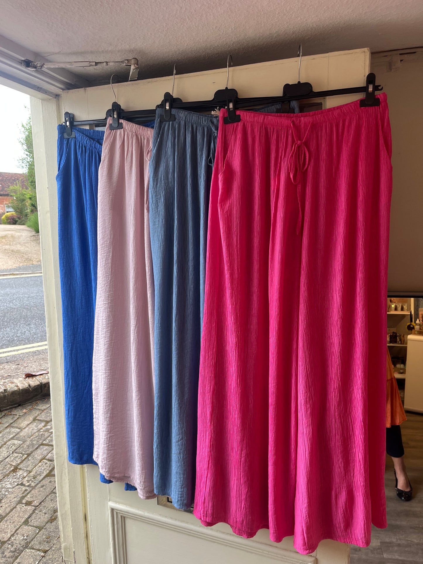 Crinkle Wide Leg Trousers