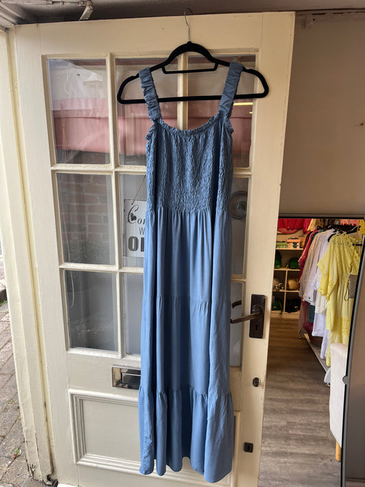 Strap Shirred Tiered Dress