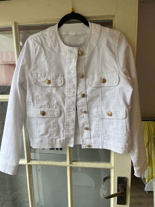 Gold Round Neck Denim Stretch Jacket