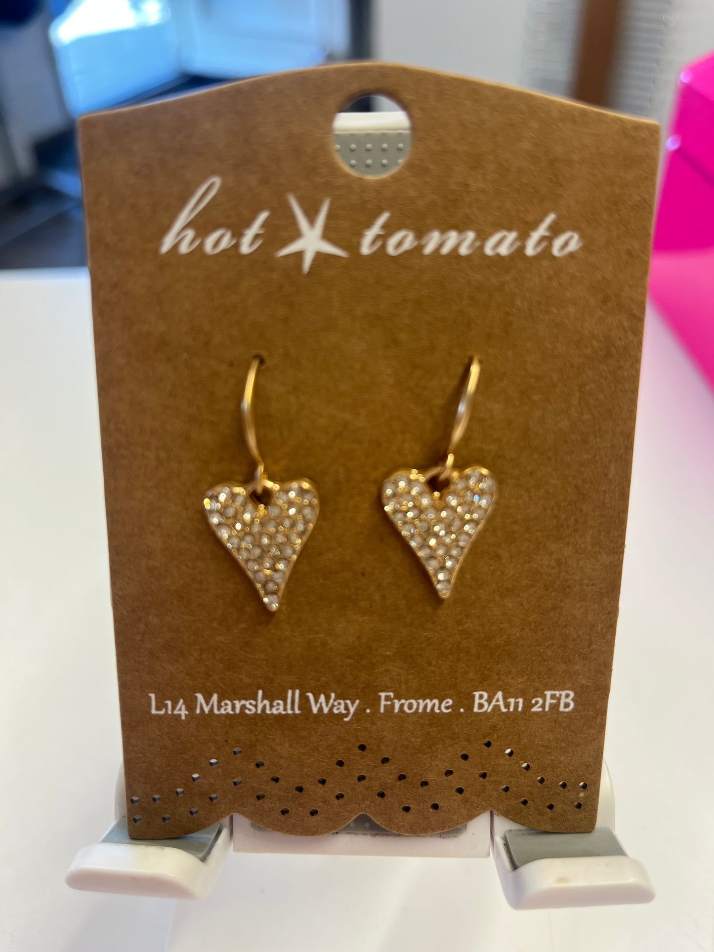 Encrusted Heart Drop Earrings