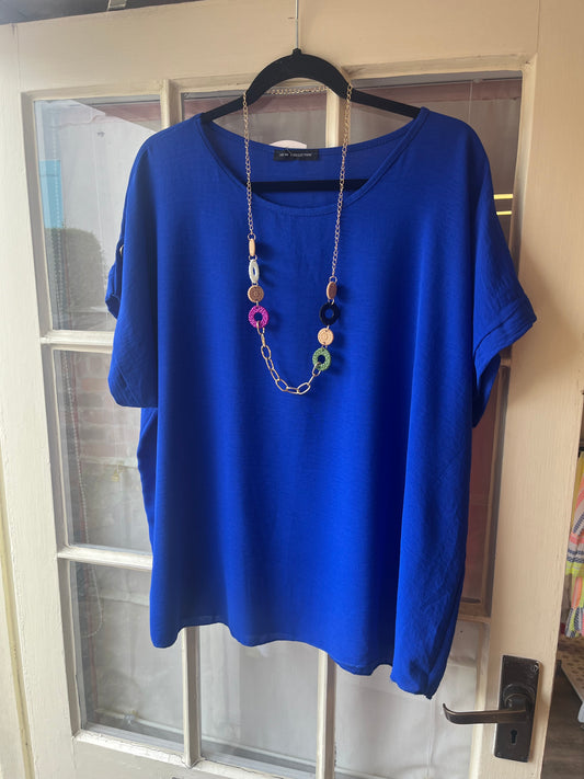 Round Neck Top with Gold Necklace