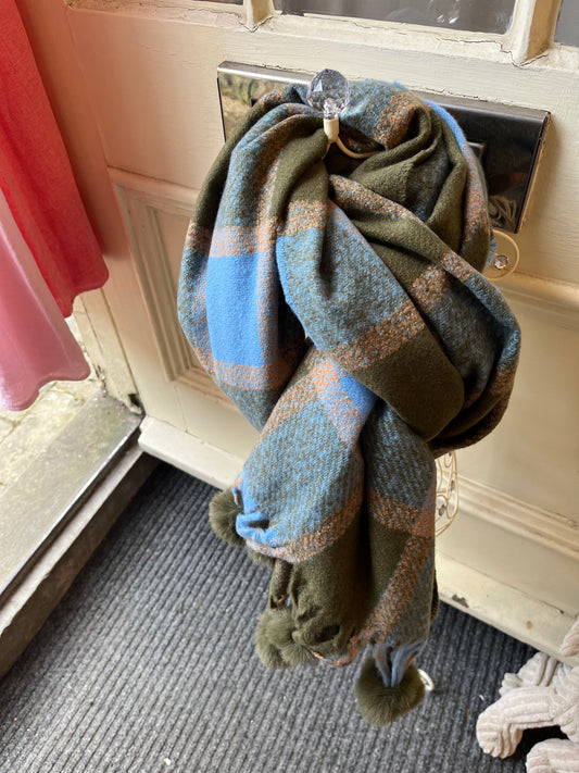 Green/Blue Tartan Winter Scarf