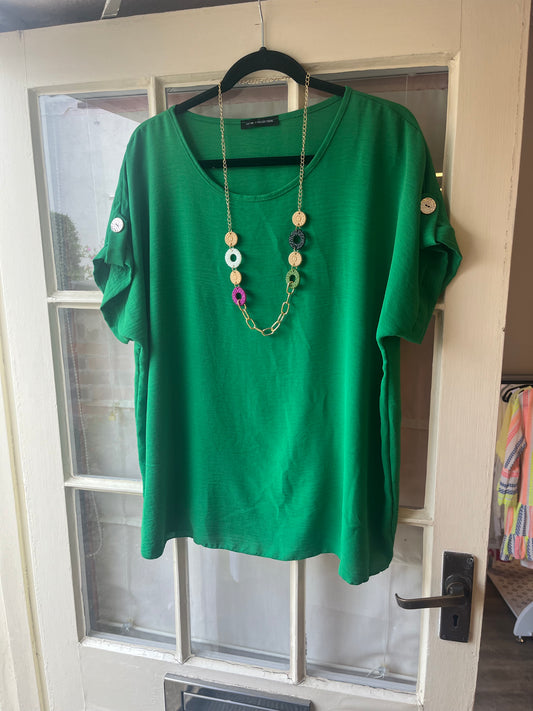 Round Neck Top with Gold Necklace