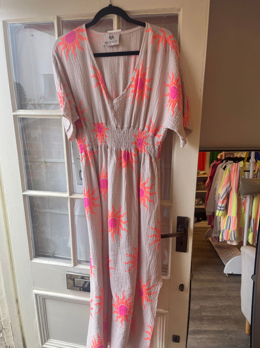 Cheesecloth Print long dress