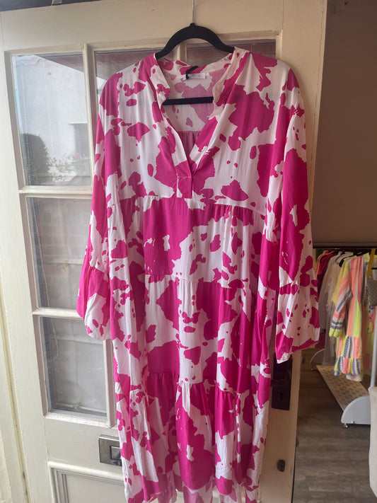 Cow Print tiered mini Dress