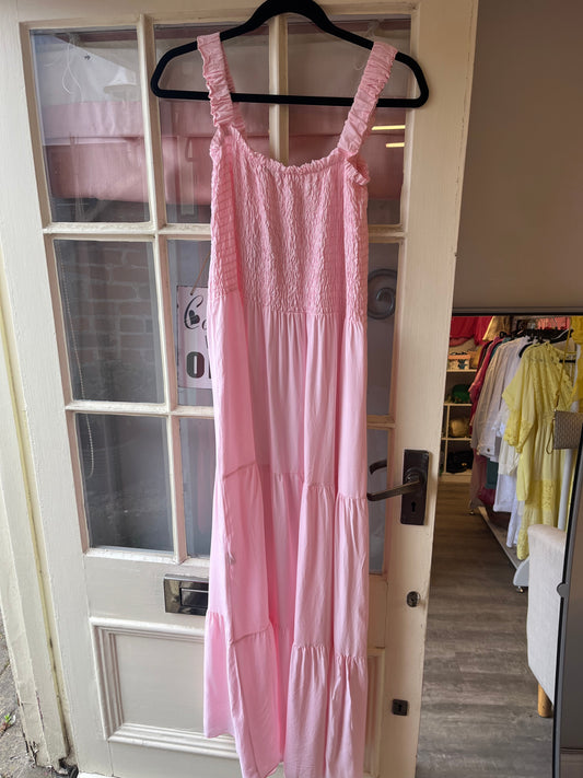 Strap Shirred Tiered Dress