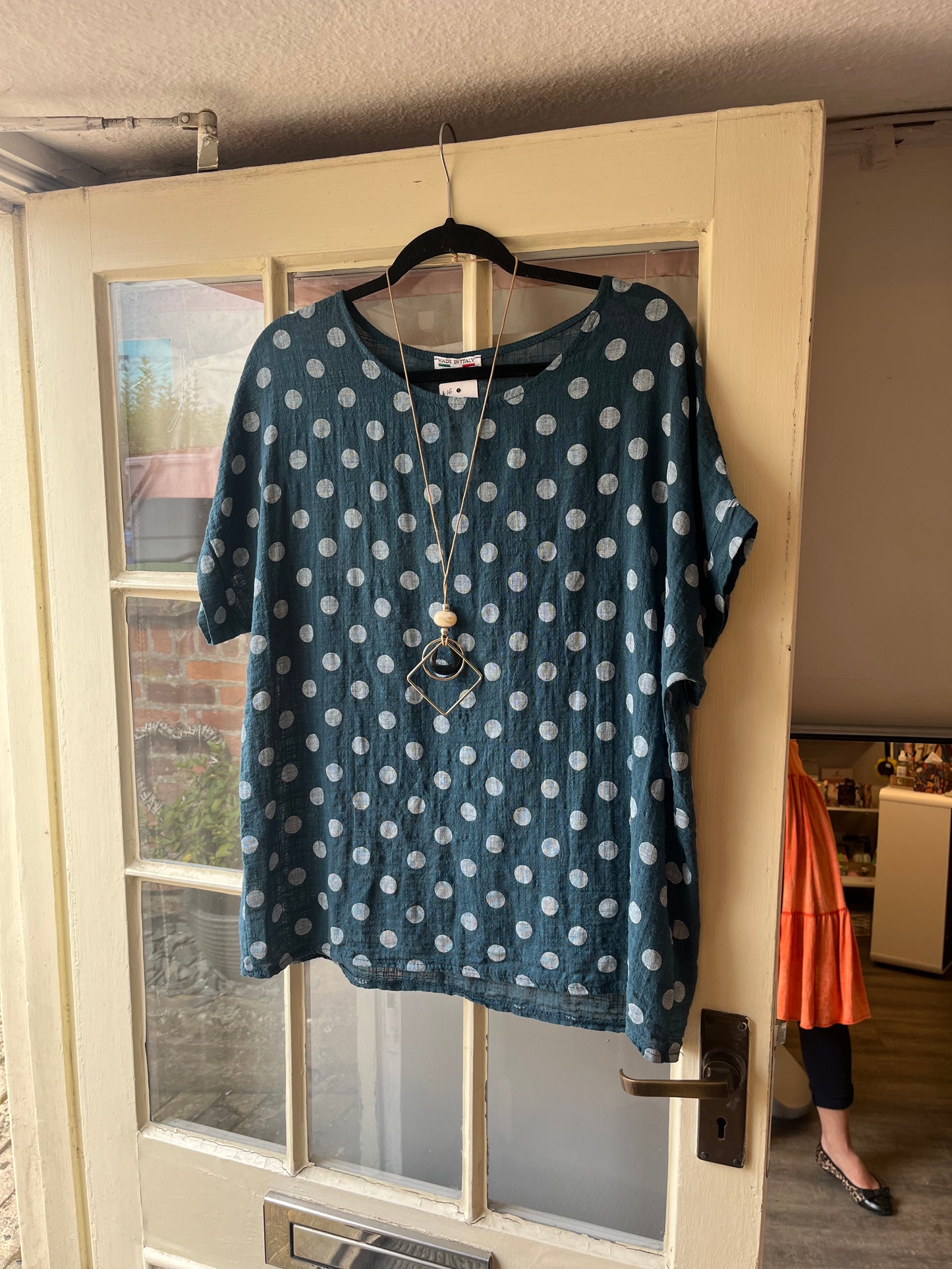 Polka Dot Short Sleeve Top & Necklace
