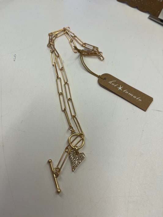 Crystal Set Heart With Front Fob Fastening