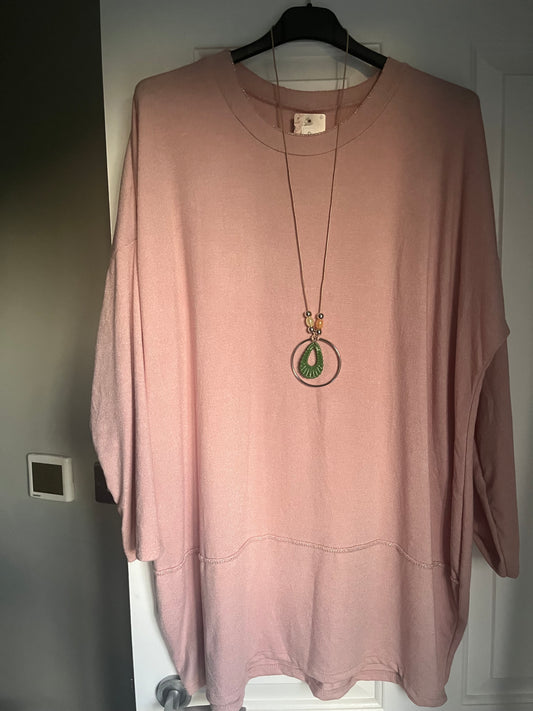 Necklace Lurex Trim Fine Knit Jumper