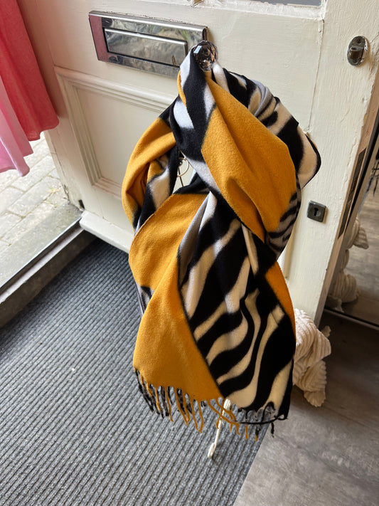 Yellow/ Black Animal Print Scarf