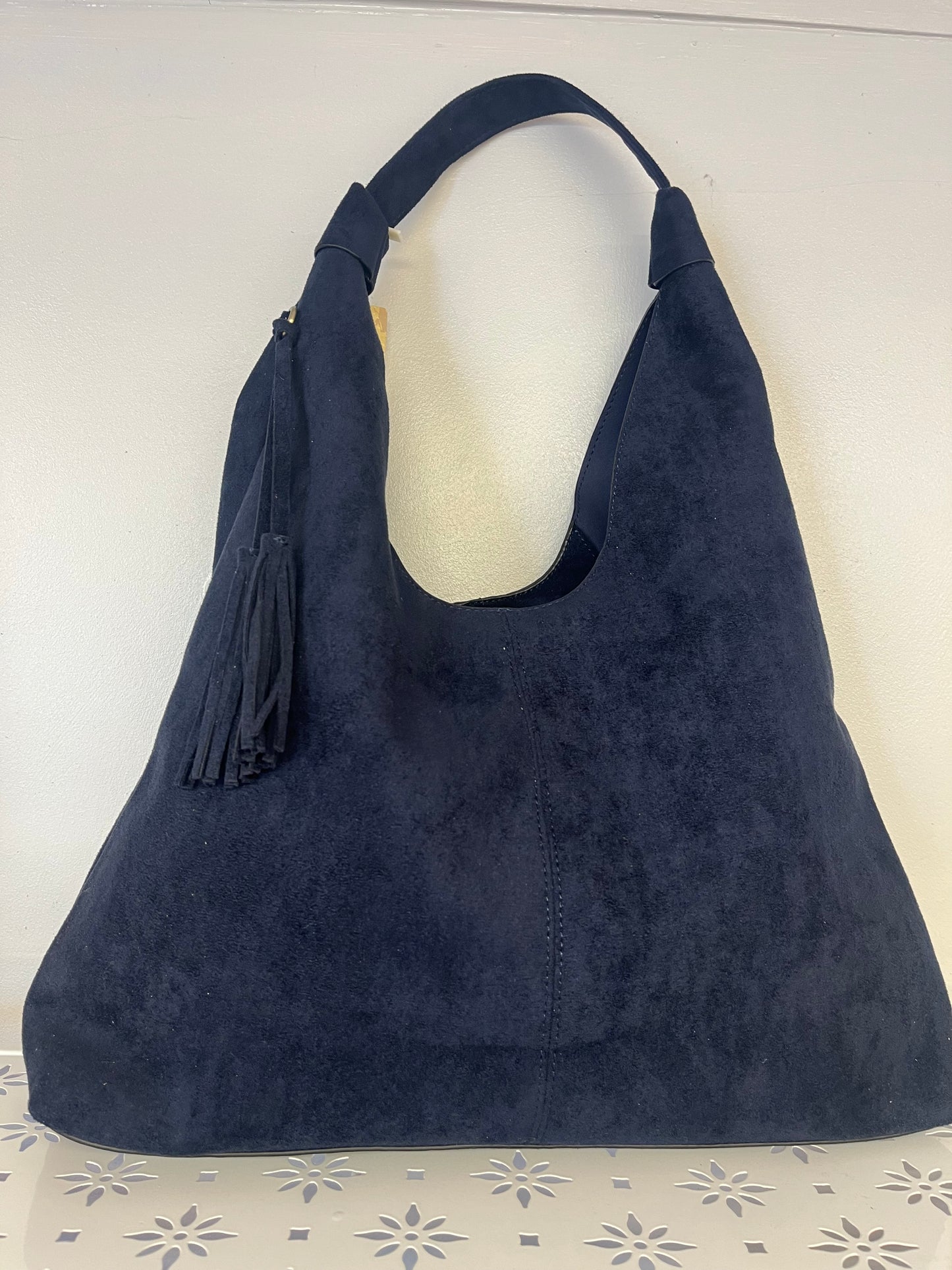 Faux Suede Slouch Bag With Purse