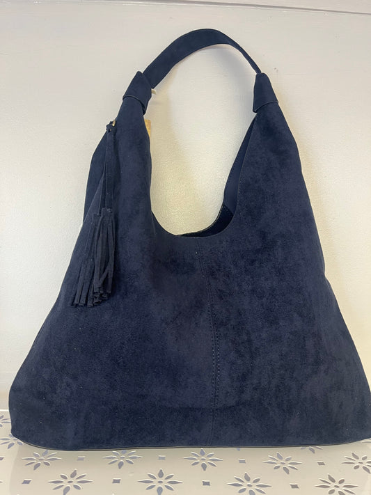 Faux Suede Slouch Bag With Purse