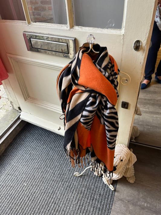 Orange/ Black Animal Print Scarf