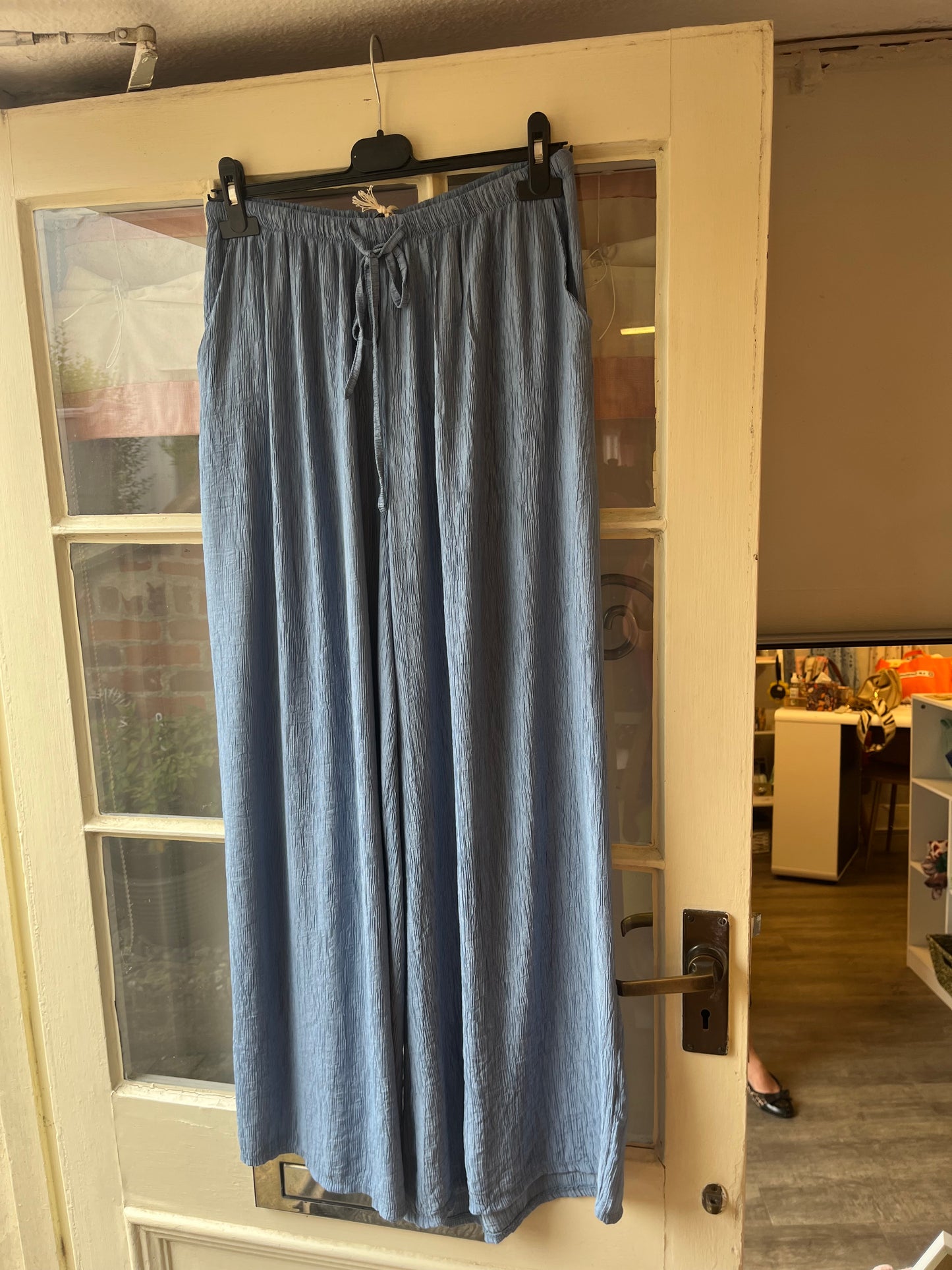 Crinkle Wide Leg Trousers