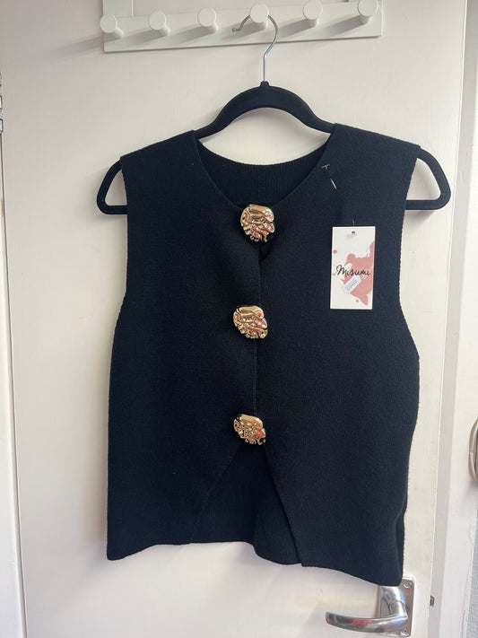Gold Brooch Knitted Waistcoat