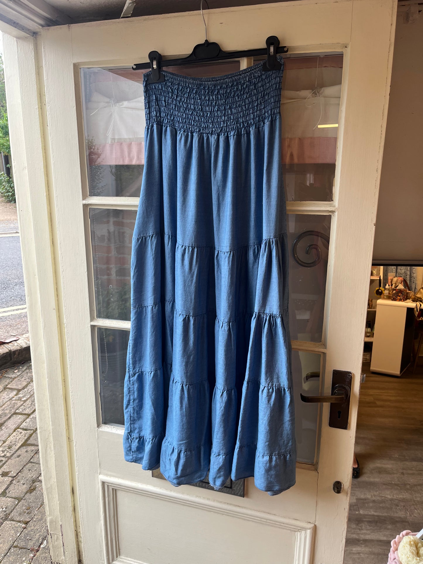 Denim Tiered Skirt